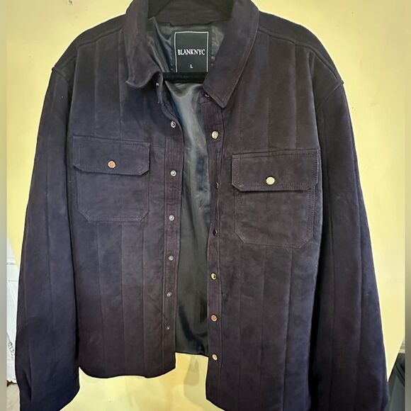 BlankNYC Suede Black Leather Jacket Shirt Men’s Size Large - Picture 10 of 11